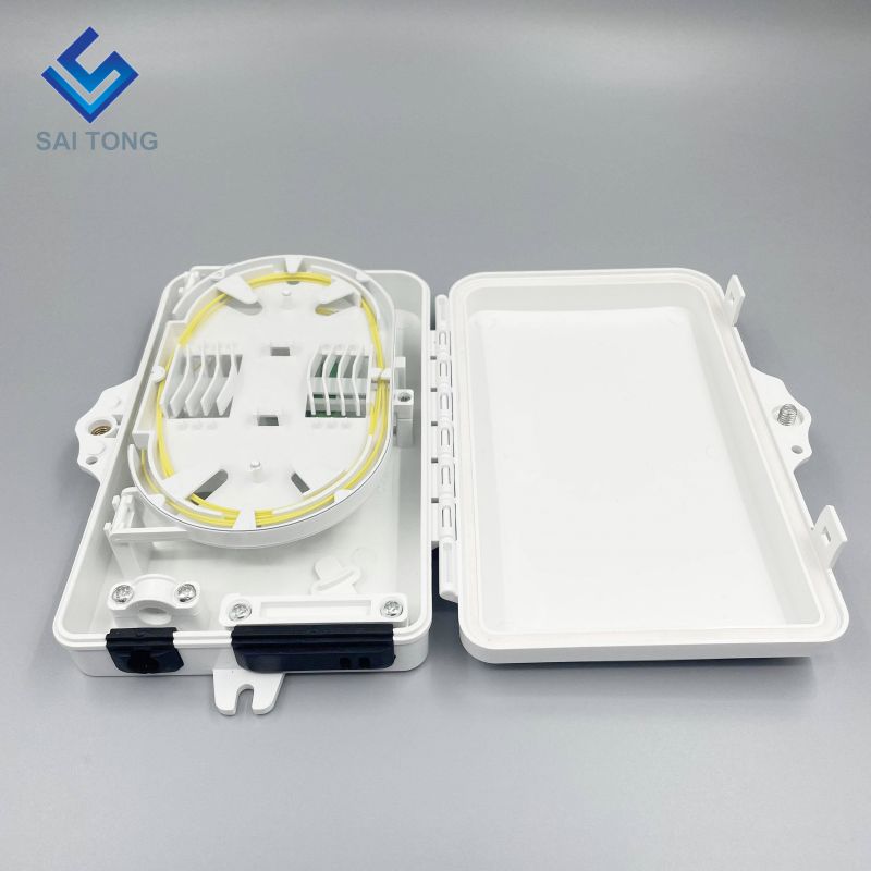 IP65 Fornitura 1/2 porta mini scatola in fibra ottica FTTH scatola morsettiera in fibra di plastica a 2 conduttori per esterni con adattatore SC LC