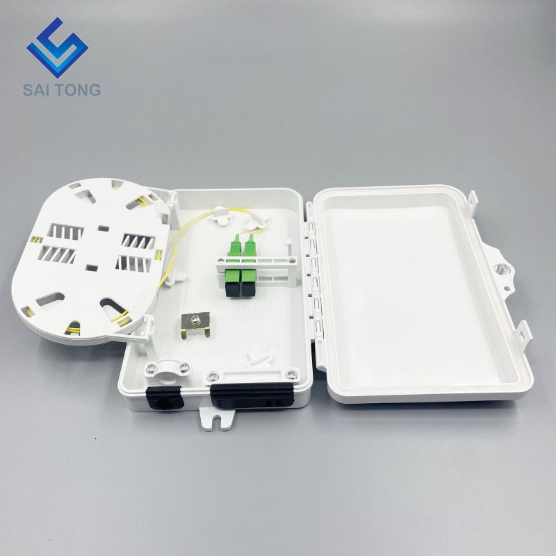 IP65 Fornitura 1/2 porta mini scatola in fibra ottica FTTH scatola morsettiera in fibra di plastica a 2 conduttori per esterni con adattatore SC LC