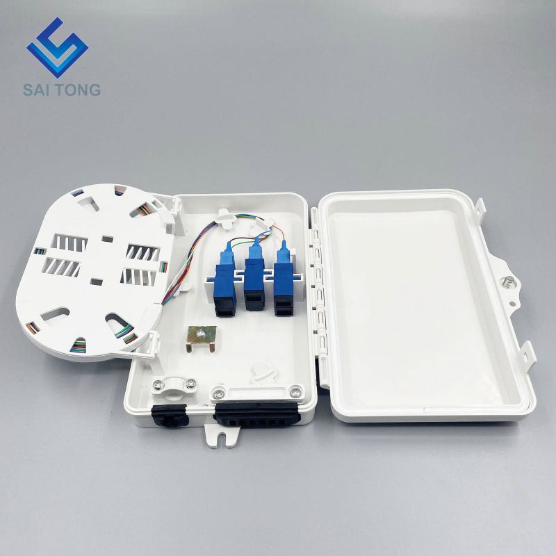 Saitong 1/6 Porte FTTH FTTX Scatola di distribuzione in fibra ottica a 6 core Scatola di supporto PLC Scatola ottica in ABS