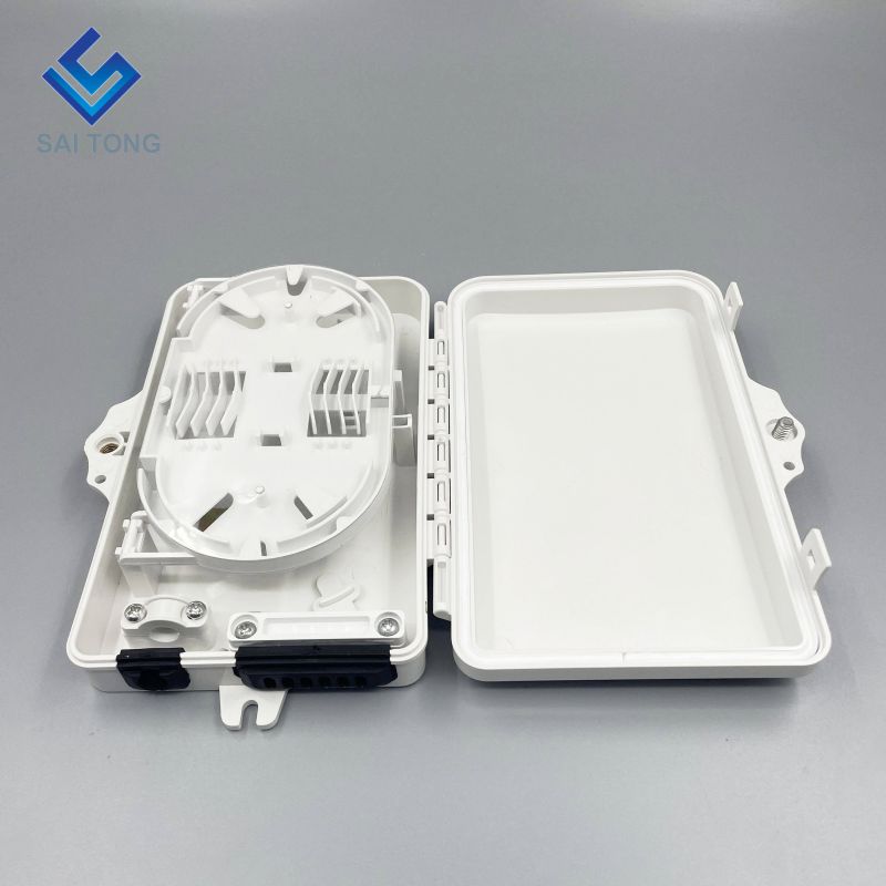 Saitong 1/6 Porte FTTH FTTX Scatola di distribuzione in fibra ottica a 6 core Scatola di supporto PLC Scatola ottica in ABS