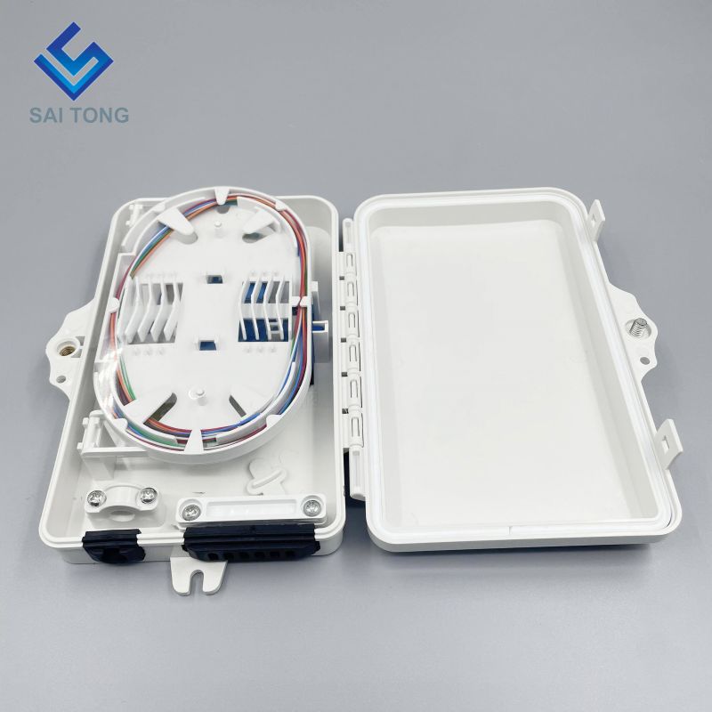 Saitong 1/6 Porte FTTH FTTX Scatola di distribuzione in fibra ottica a 6 core Scatola di supporto PLC Scatola ottica in ABS