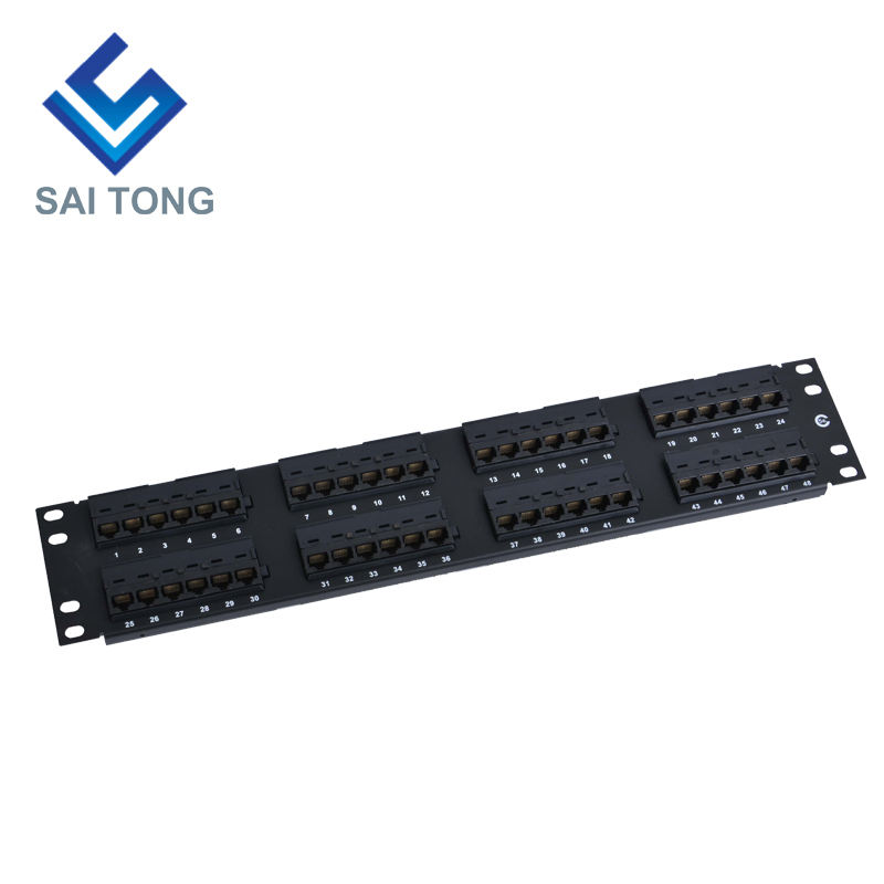 2U 19 '' 48 porte RJ45 Krone giacche, staffa in acciaio Cat6 Patch Panel Blank non schermato utp Cat5e CAT6 CAT6A RJ45 Patch