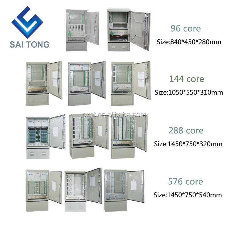 SaiTong FTTH 144 Core cross connect cabinet di apparecchiature di telecomunicazione SMC outdoor impermeabile IP55 144 core in fibra ottica armadi ODF