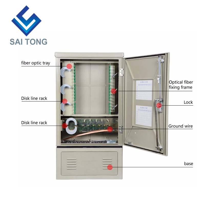 SaiTong FTTH 144 Core cross connect cabinet di apparecchiature di telecomunicazione SMC outdoor impermeabile IP55 144 core in fibra ottica armadi ODF