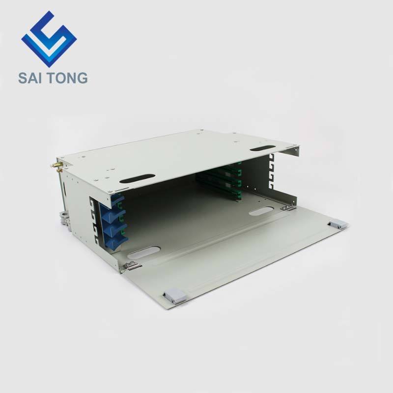 SaiTong FTTH Armadio a 48 porte per montaggio su rack da 19 pollici SC/FC ODF 4 U Telaio di distribuzione in fibra ottica a 48 core Carico completo opzionale