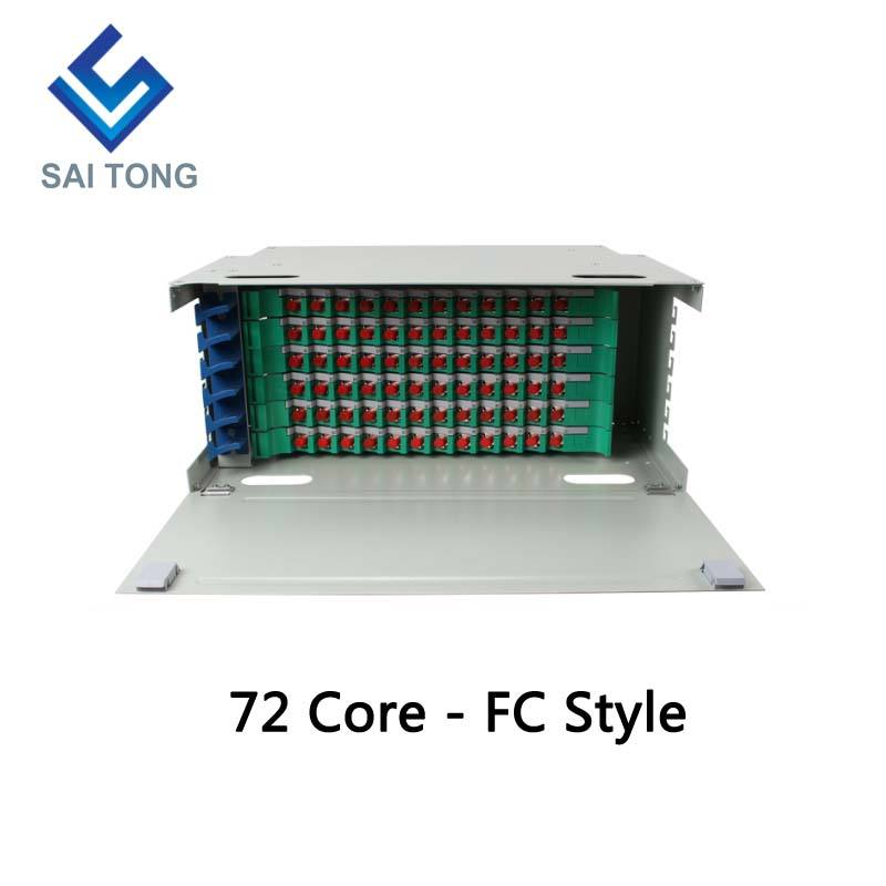 SaiTong FTTH 19 Inch Rack Mount 72 Port Cabinet SC/FC ODF 6 U 72 core Telaio di distribuzione in fibra ottica Carico completo opzionale