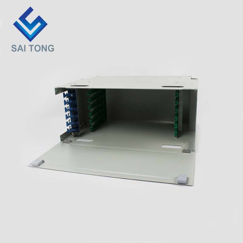 SaiTong FTTH 19 Inch Rack Mount 72 Port Cabinet SC/FC ODF 6 U 72 core Telaio di distribuzione in fibra ottica Carico completo opzionale